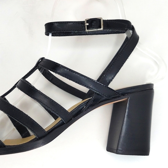 Black Leather High Heel Sandals Ankle Strap Made in Brazil 6 - Picture 8 of 16